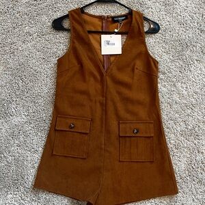 Kittenish Rust Sleeveless Romper